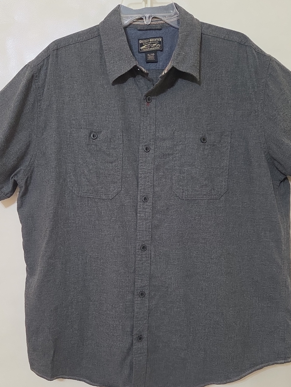 Grizzly Mountain Men's Gray Short-Sleeve 100% Cotton Button-Up Shirt - Size XL